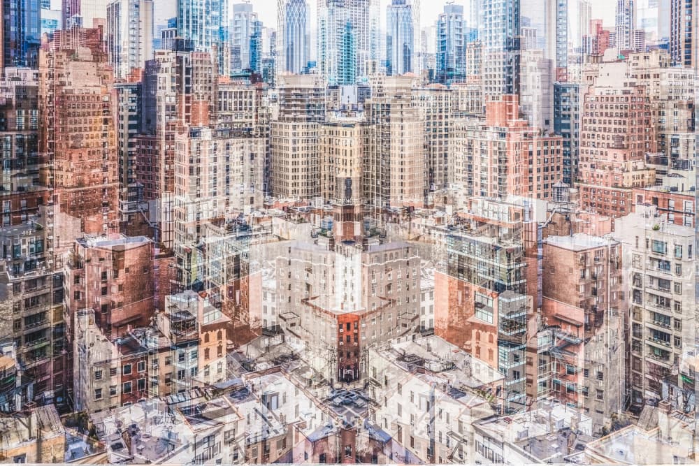Layered Urban Metropolis by Cindy Liu — canvas wall art