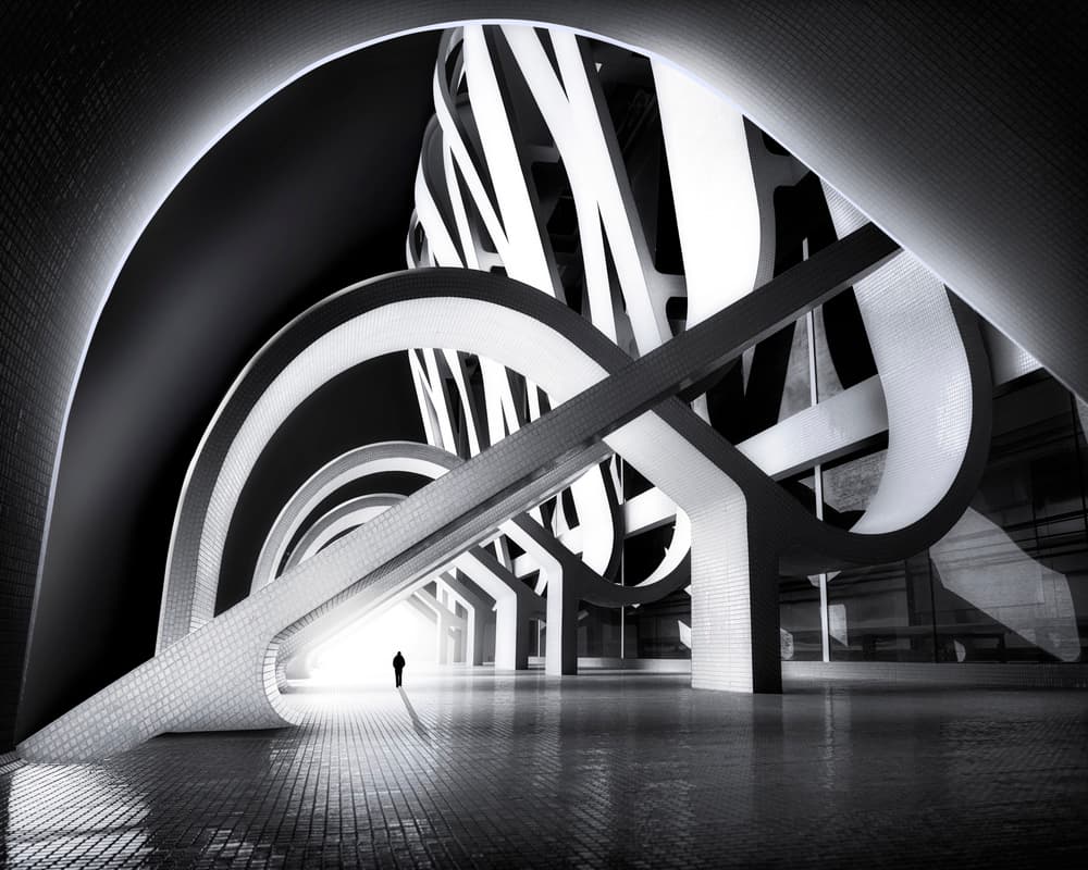 Modern Architectural Pathway by Dani Otero Sobrino — canvas wall art