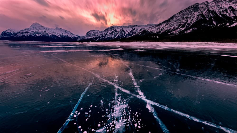 Frozen Lake Mountain Sunset by John J. Chen — canvas wall art