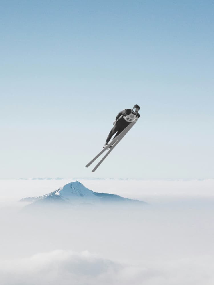 Ski Jumper Above Clouds by Elizabeth C — canvas wall art