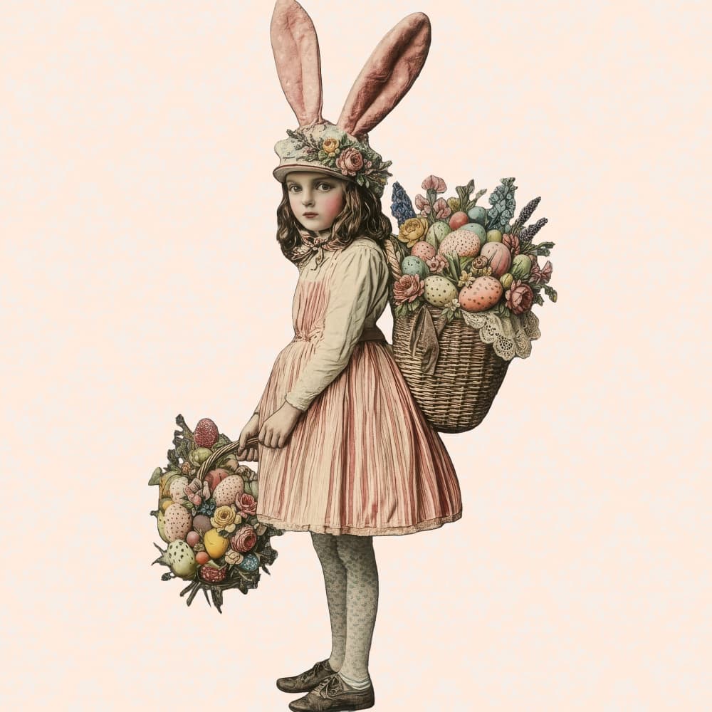 Vintage Easter Bunny Girl by Sue Skellern — canvas wall art