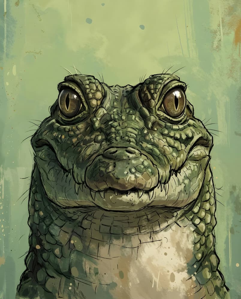 Smiling Baby Crocodile by HUGO — canvas wall art