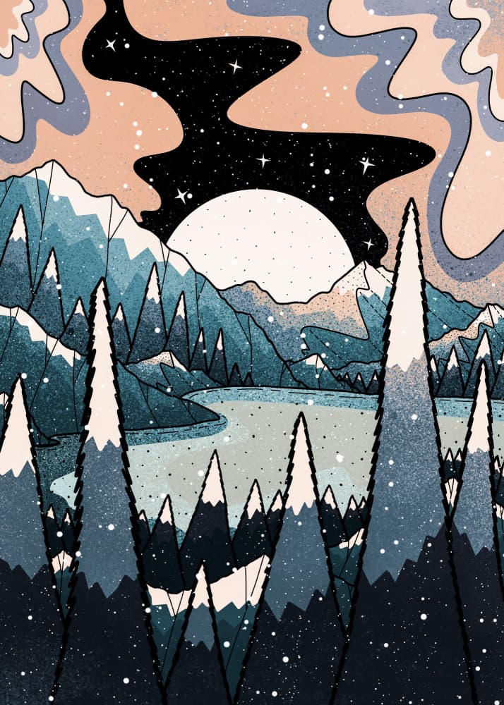 Moonlit Winter Mountain Lake by Stephen Wade — canvas wall art