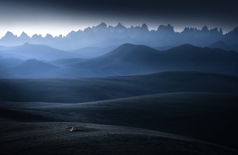 Serene Blue Mountain Landscape by 850051077 — canvas wall art