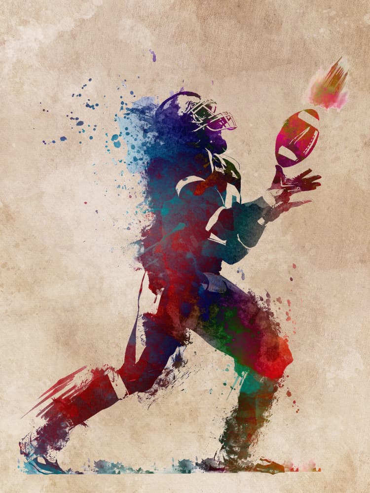 Dynamic Football Watercolor by Justyna Jaszke — canvas wall art