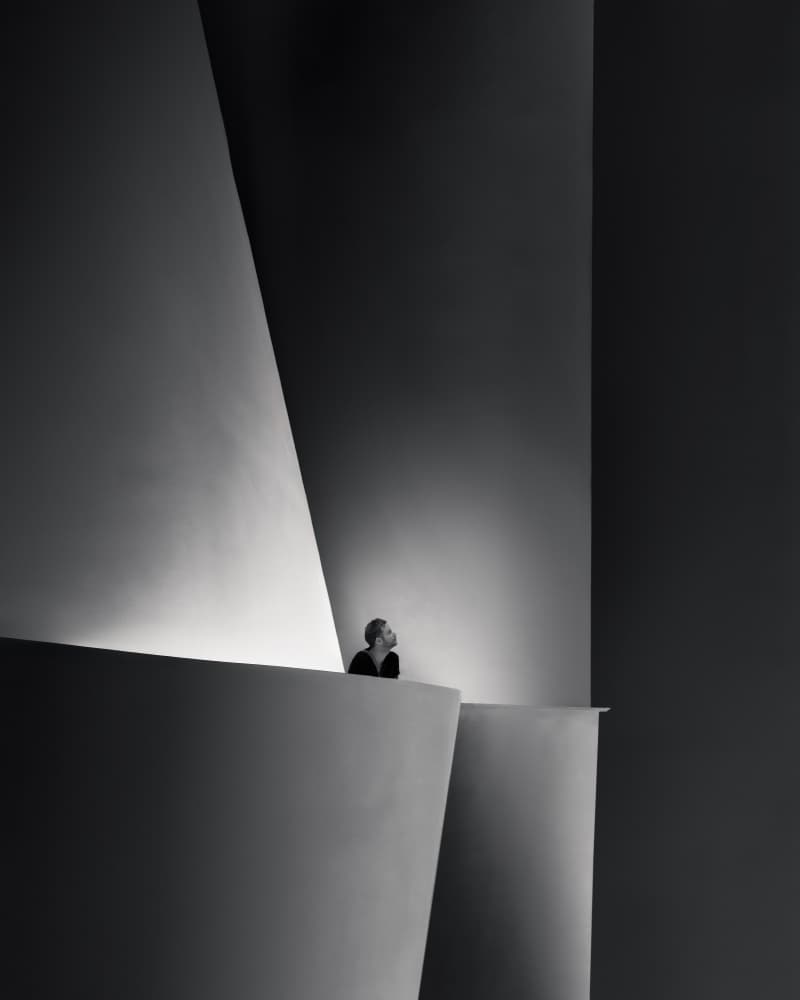 Woman In Abstract Architecture by Olavo Azevedo — canvas wall art