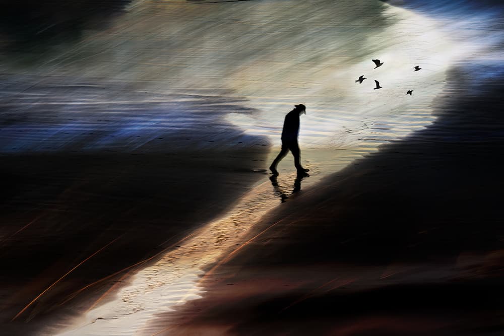 Solitary Beach Walk by Shenshen Dou — canvas wall art