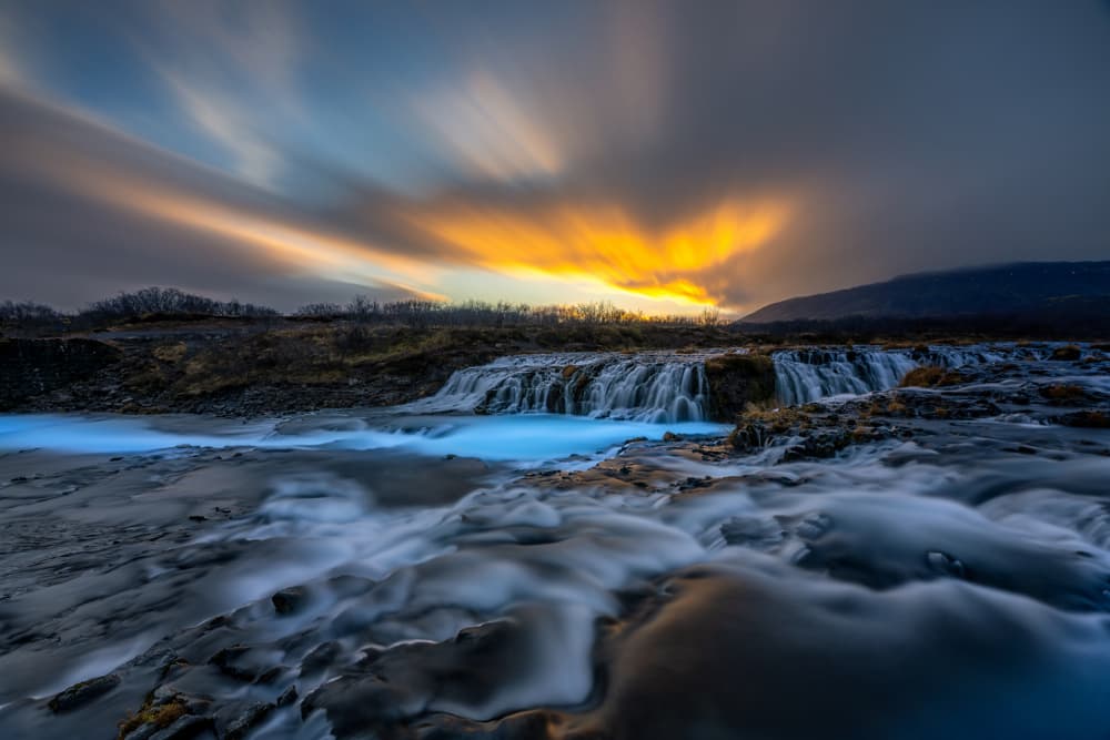 Ethereal Bruarfoss Blue Falls by James Zhen Yu — canvas wall art