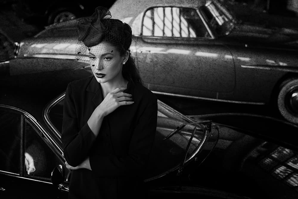 Elegant Woman Classic Car by Anthony Skip — canvas wall art