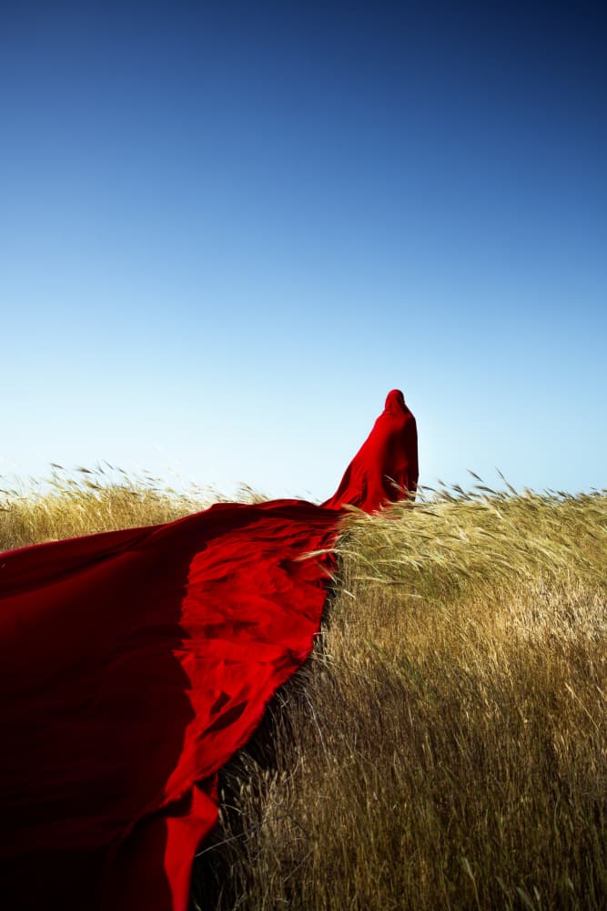 Red Fabric Open Horizon by Hooman Sedaghi — canvas wall art
