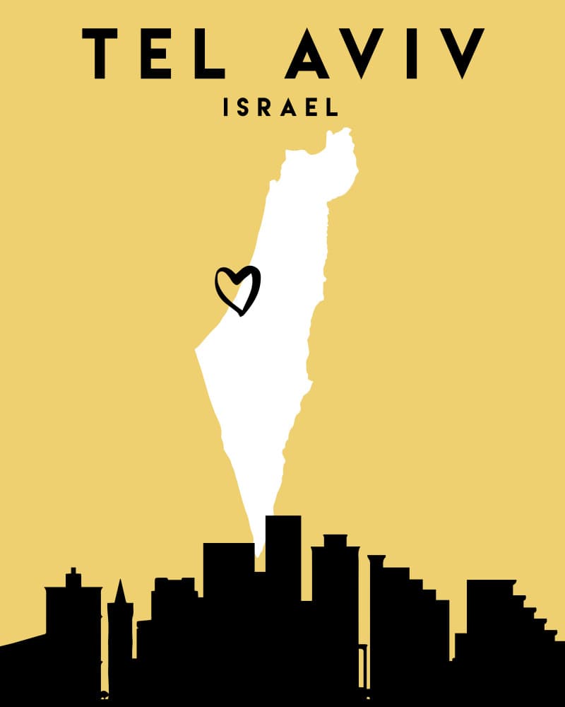 Tel Aviv Israel Map by Emiliano Deificus — canvas wall art