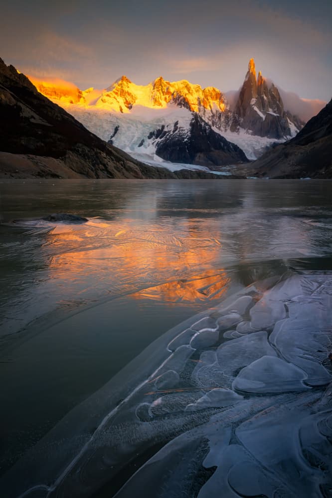 Golden Peaks Frozen Lake by Yongnan Li (李永男) — canvas wall art