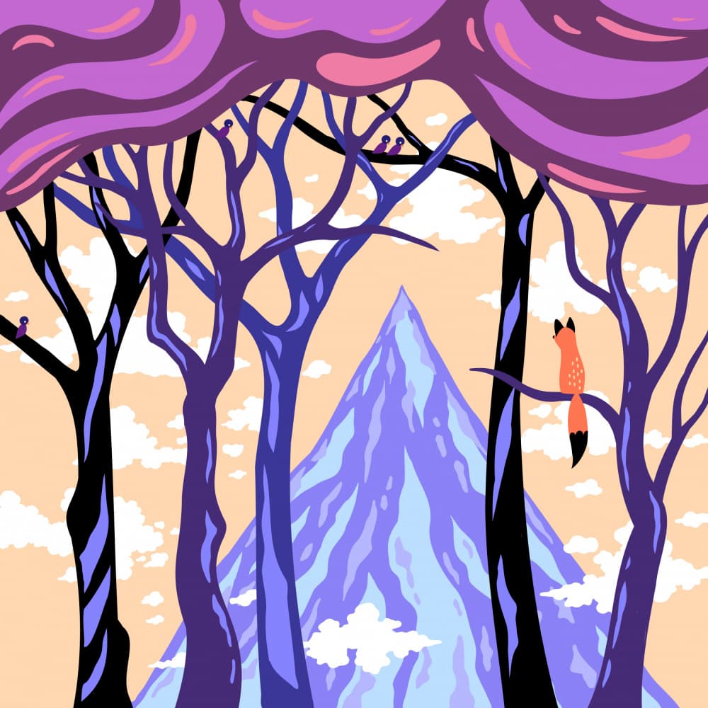 Whimsical Fox Forest by Tiago Leitao — canvas wall art