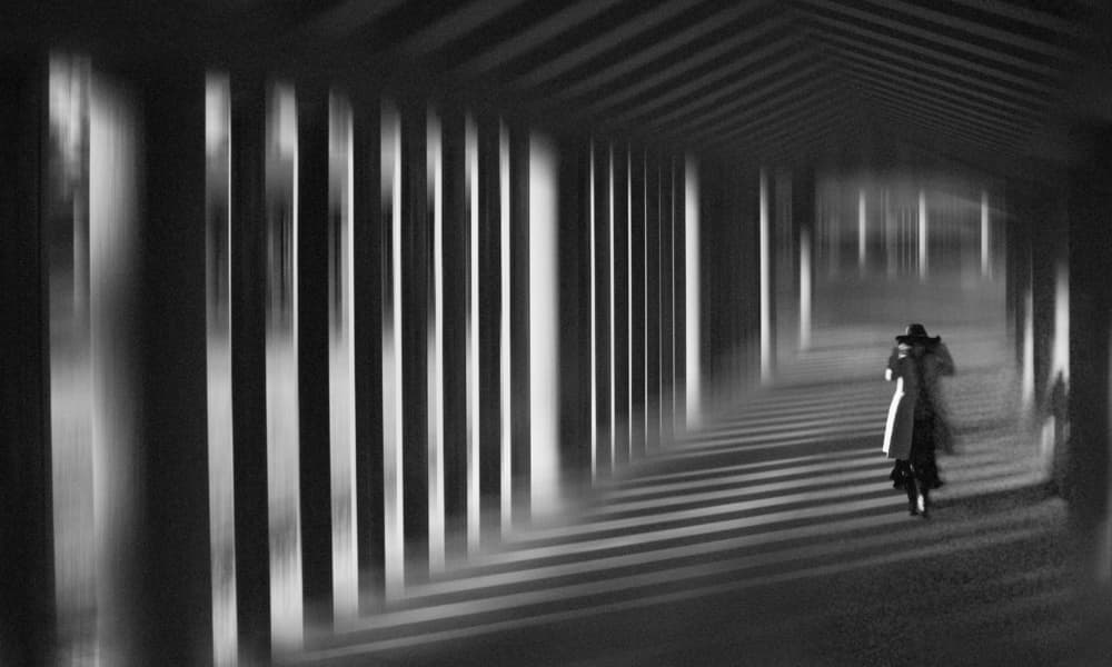 Solitary Figure Hallway by Teruhiko Tsuchida — canvas wall art