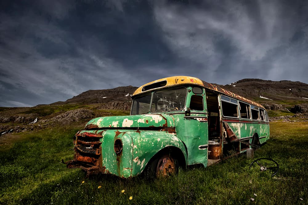 Rusty Green Bus by Þorsteinn H. Ingibergsson — canvas wall art
