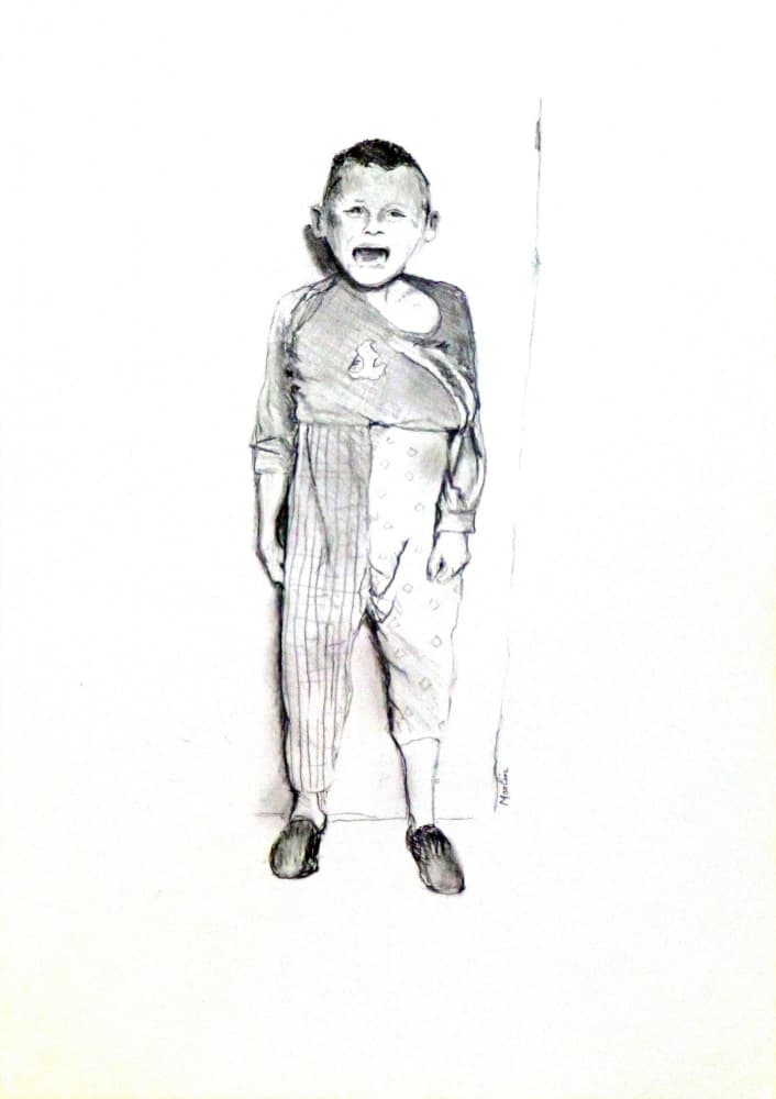 Crying Child Sketch by Pascal Marlin — canvas wall art