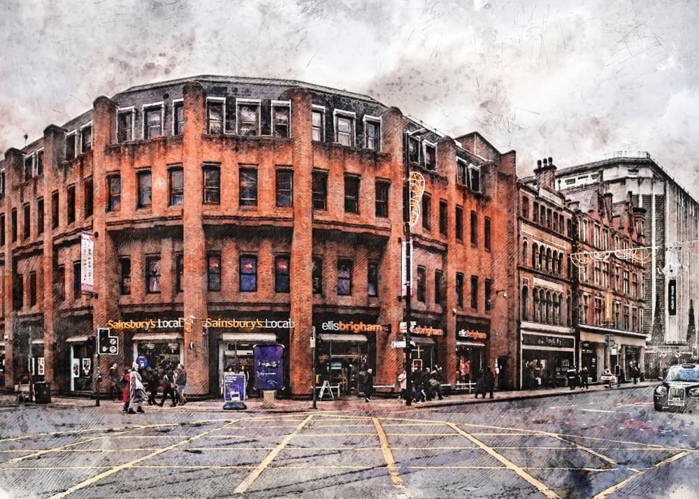 Vibrant City Street Scene by Justyna Jaszke — canvas wall art