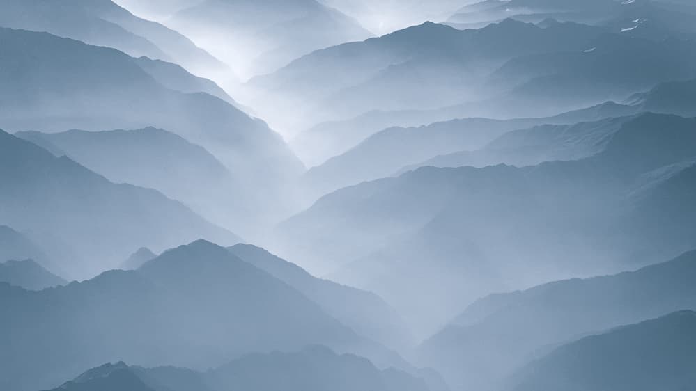 Misty Mountain Layers by Jassi Oberai — canvas wall art