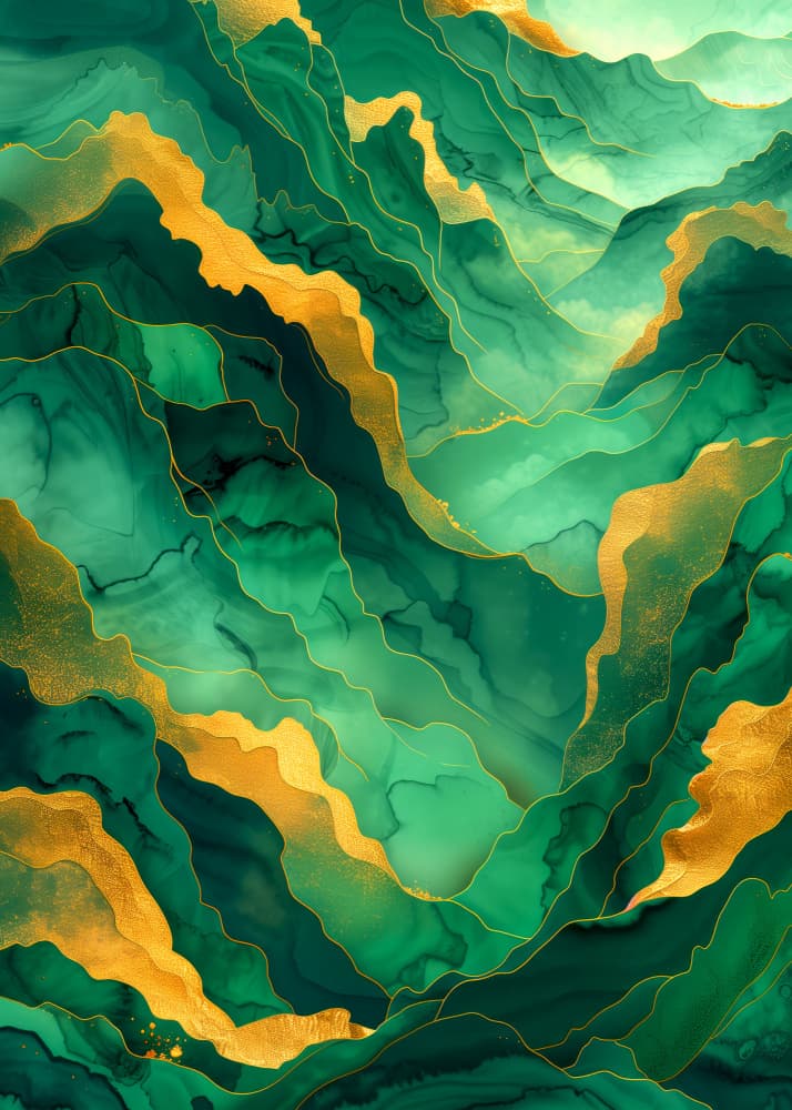 Flowing Emerald Gold by Justyna Jaszke — canvas wall art