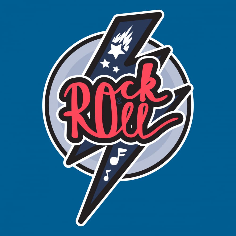 Rock & Roll Lightning by Marika Barsrsind — canvas wall art
