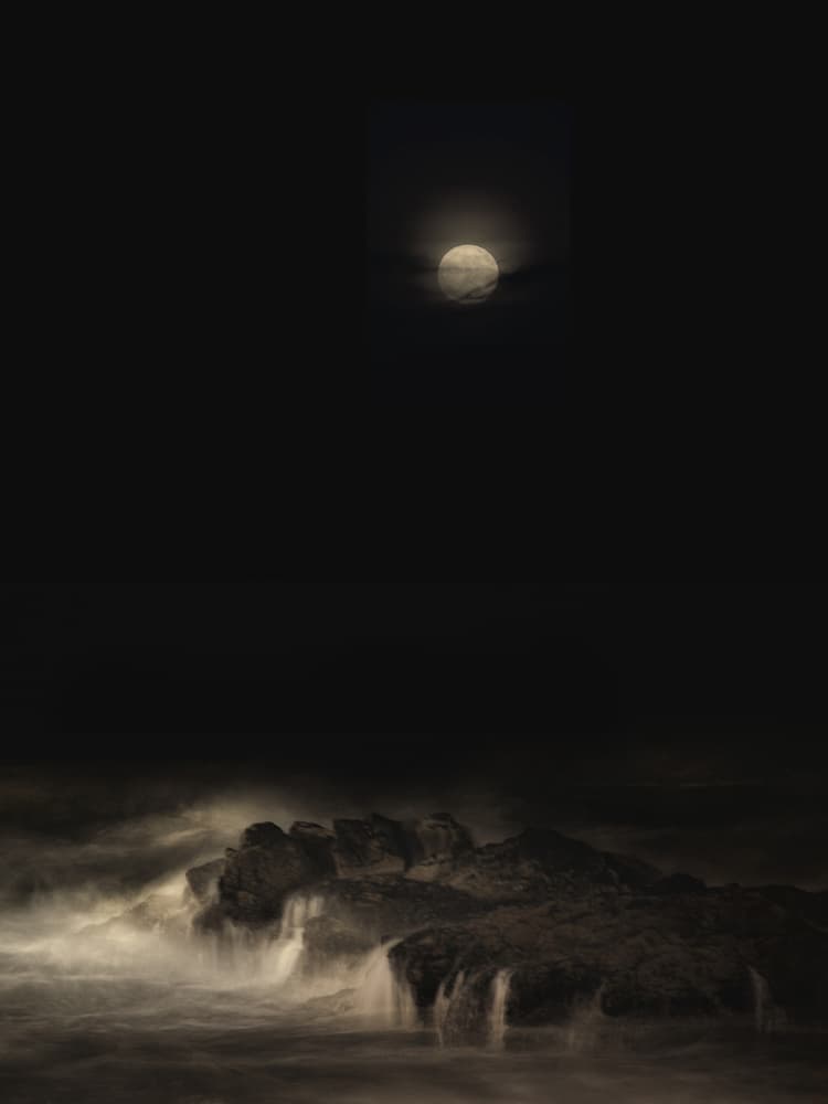 Misty Lunar Seascape by Jeffrey Hummel — canvas wall art