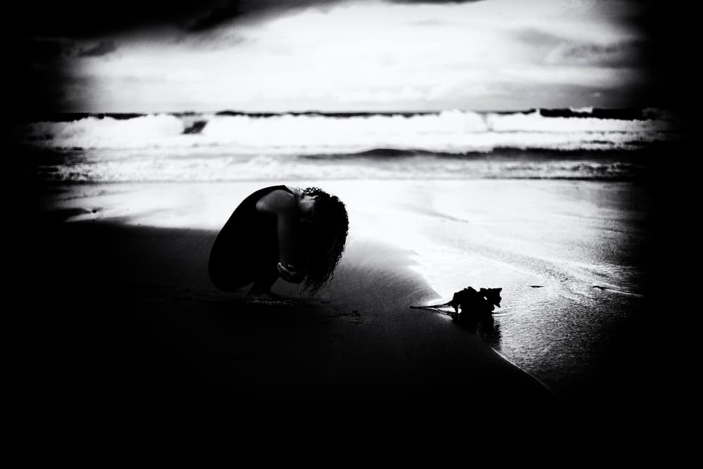 Lonely Beach Figure by Paulo Medeiros — canvas wall art
