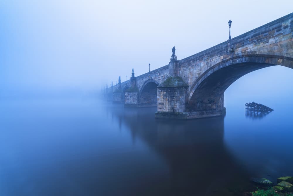 Misty Stone Bridge by Ivo Mateju — canvas wall art