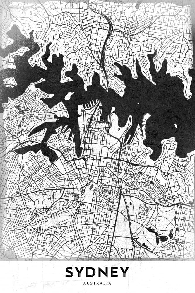 Sydney City Map by StudioSix — canvas wall art