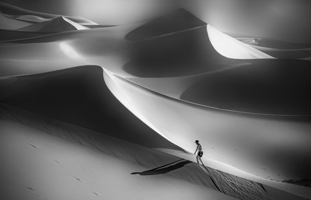 Solitary Dune Walker by Jenny Qiu — canvas wall art
