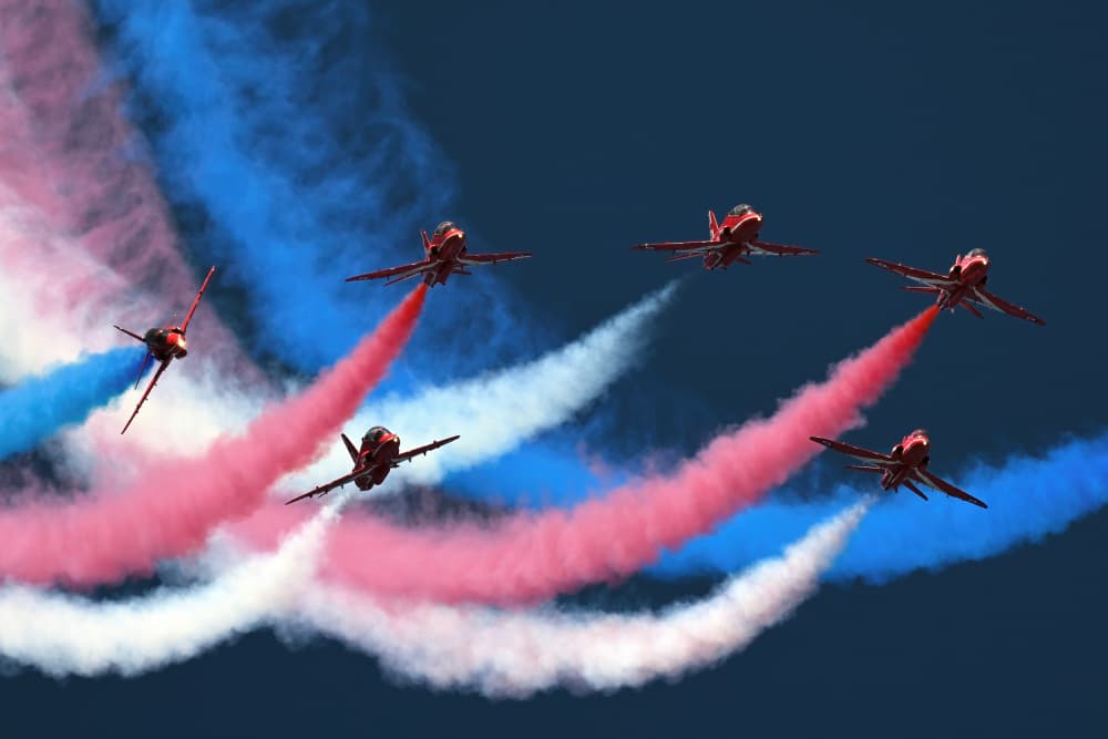 Red Arrows Flying Display by Piotr Wrobel — canvas wall art