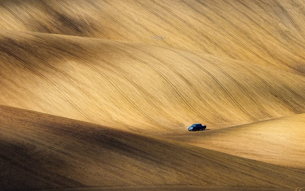 Wavy Fields Solitary Truck by Piotr Krol (Bax) — canvas wall art