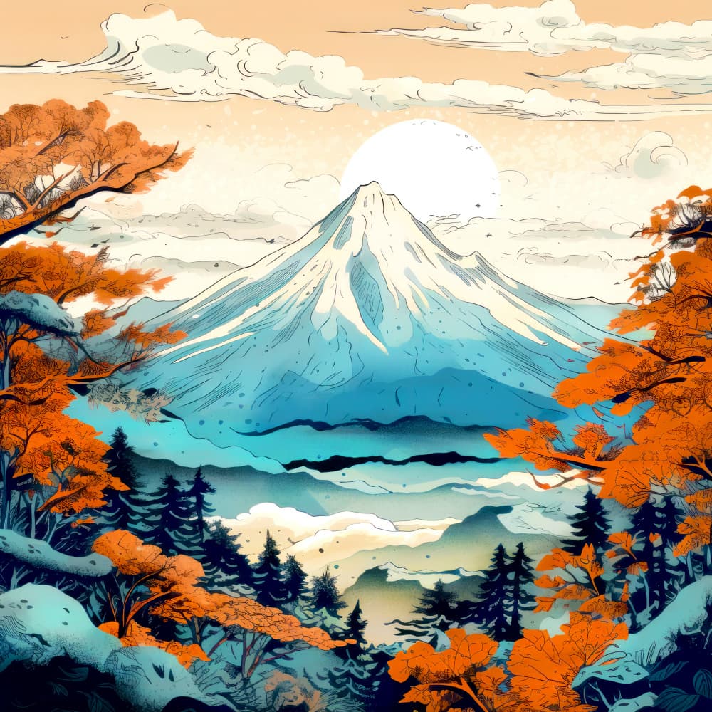 Autumn Mount Fuji Sunrise by Justyna Jaszke — canvas wall art