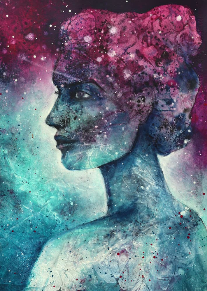Cosmic Woman Profile by Ania Witwitzka — canvas wall art