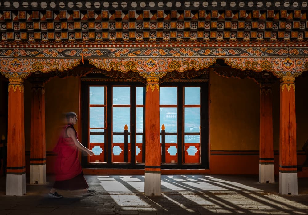 Monk's Temple Walk by Irene Wu — canvas wall art