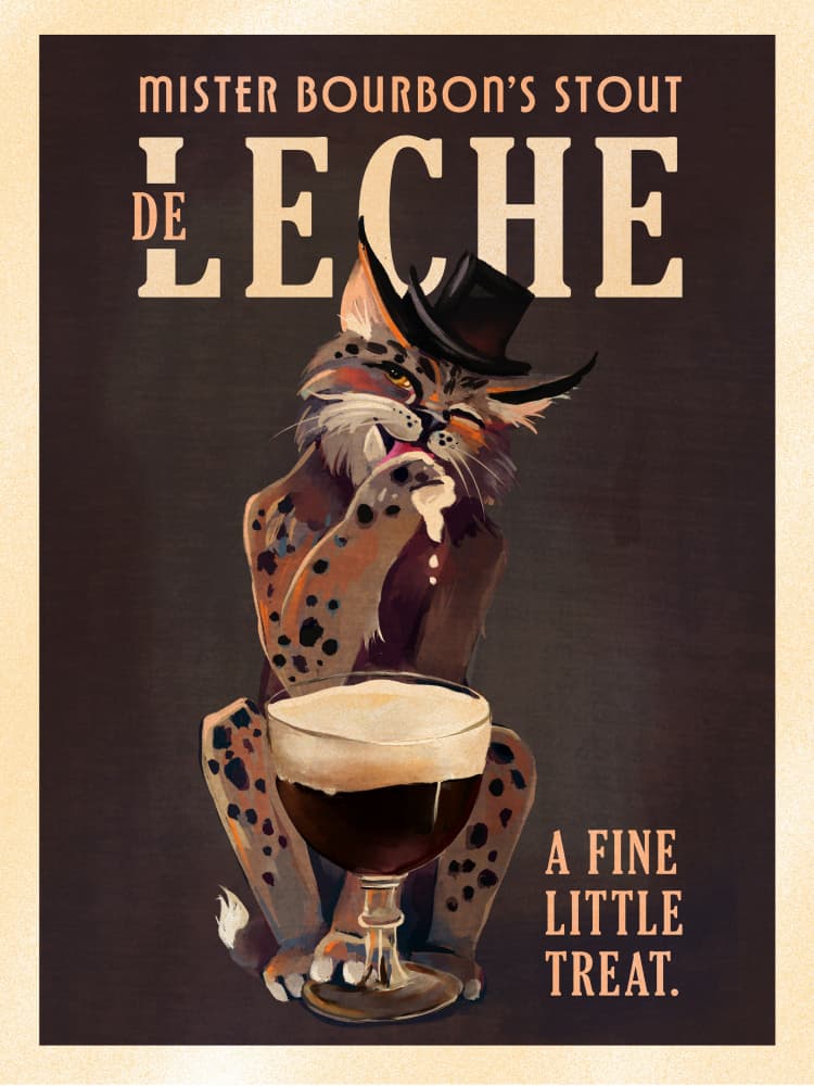Bourbon De Leche Guinness Style Cat Art by The Whiskey Ginger — canvas wall art