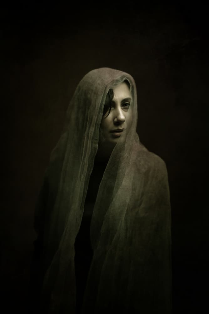 Mysterious Veiled Woman by Moein Hasheminasab — canvas wall art