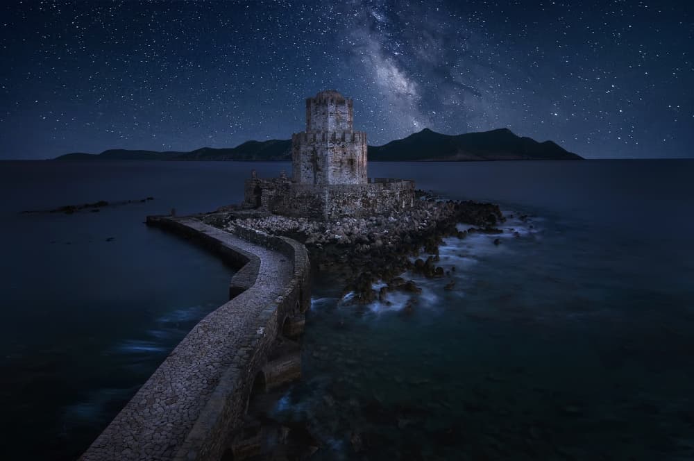 Ancient Castle Starry Night by Chris Kaddas — canvas wall art