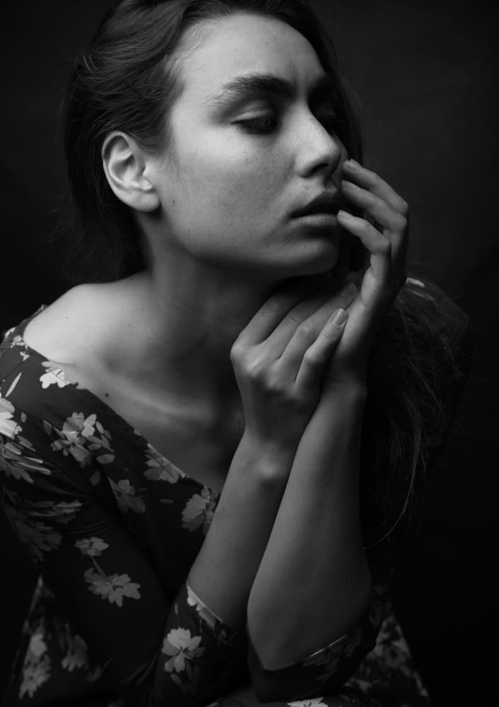 Pensive Young Woman by Mehdi Mokhtari — canvas wall art
