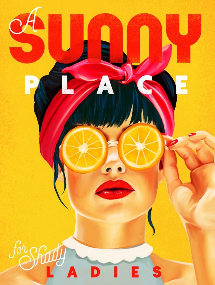 A Sunny Place For Shady Ladies Orange Pinup Art by The Whiskey Ginger — canvas wall art