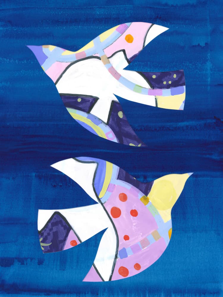 Two Abstract Birds Cut-Out by Isabelle Brent — canvas wall art