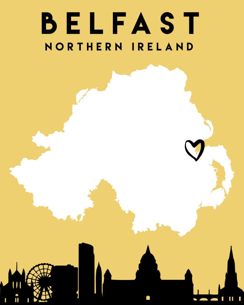 Belfast Northern Ireland Skyline by Emiliano Deificus — canvas wall art