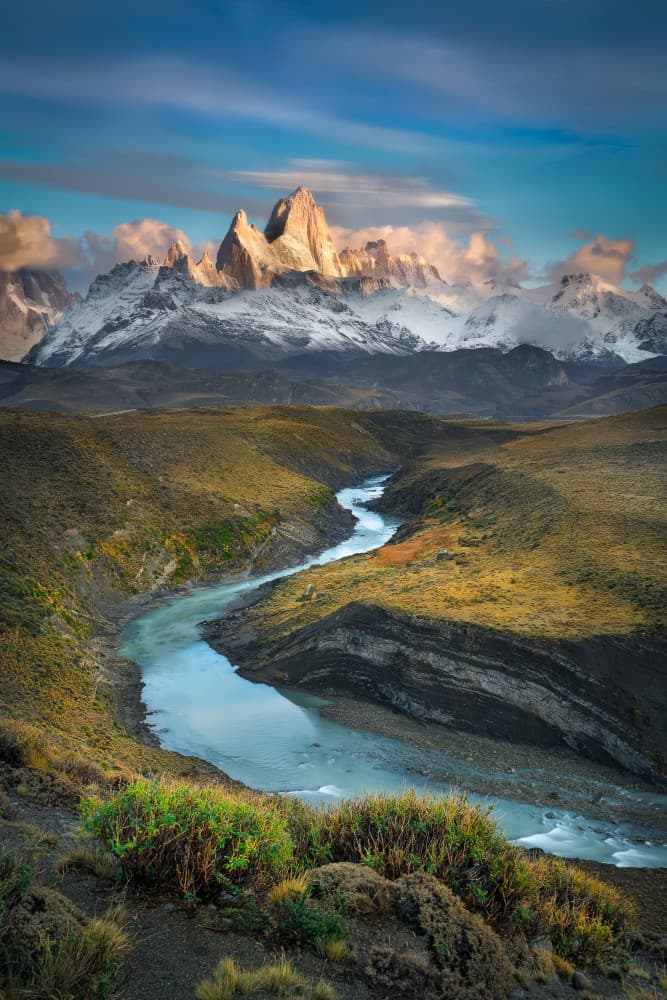 Glowing Peaks River by Ken Fong — canvas wall art