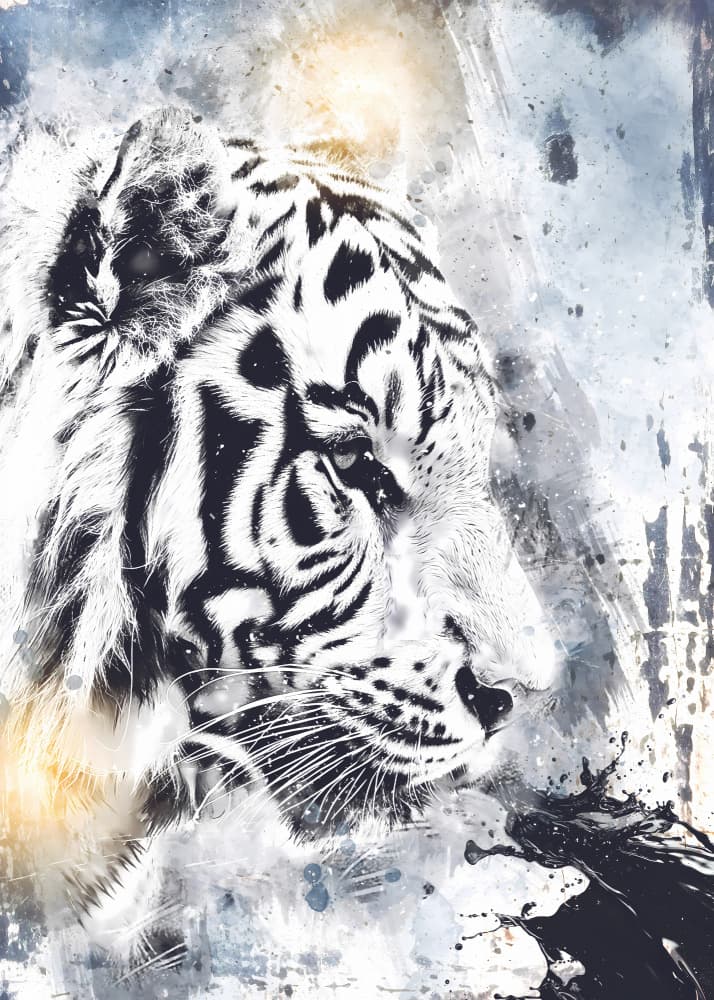 Majestic White Tiger Splash by Rafal Kulik — canvas wall art