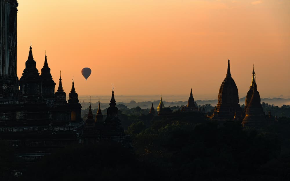 Temple Balloon Sunrise by Marco Tagliarino — canvas wall art