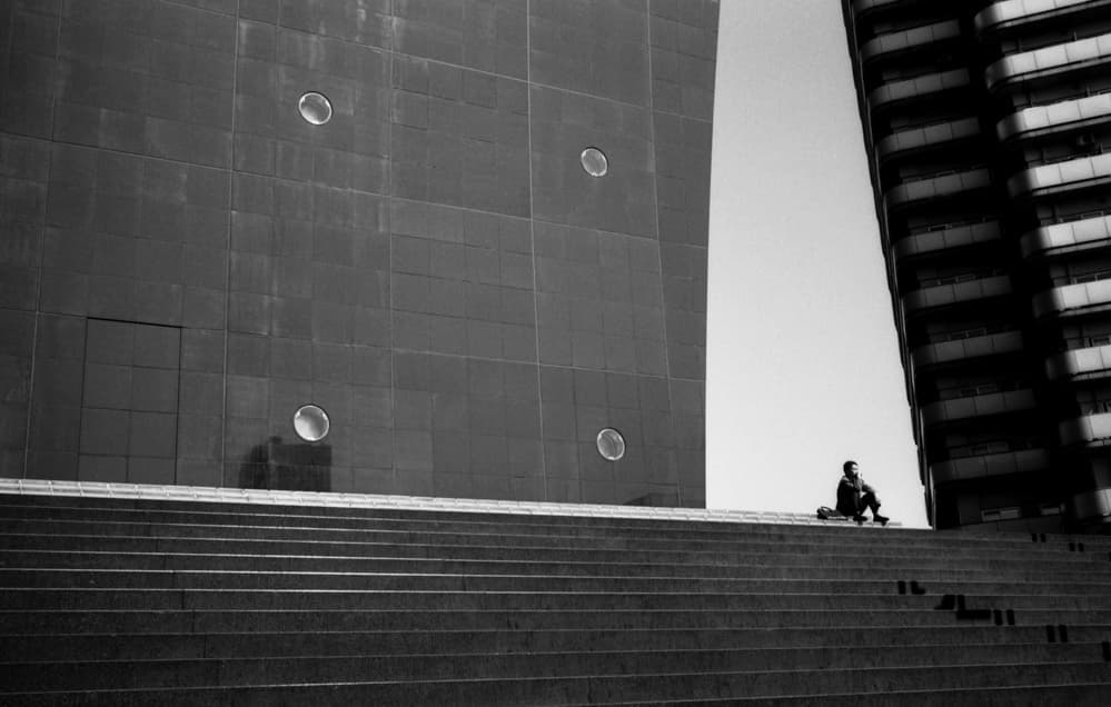 Lone Man Urban Stairs by Dieter Matthes — canvas wall art