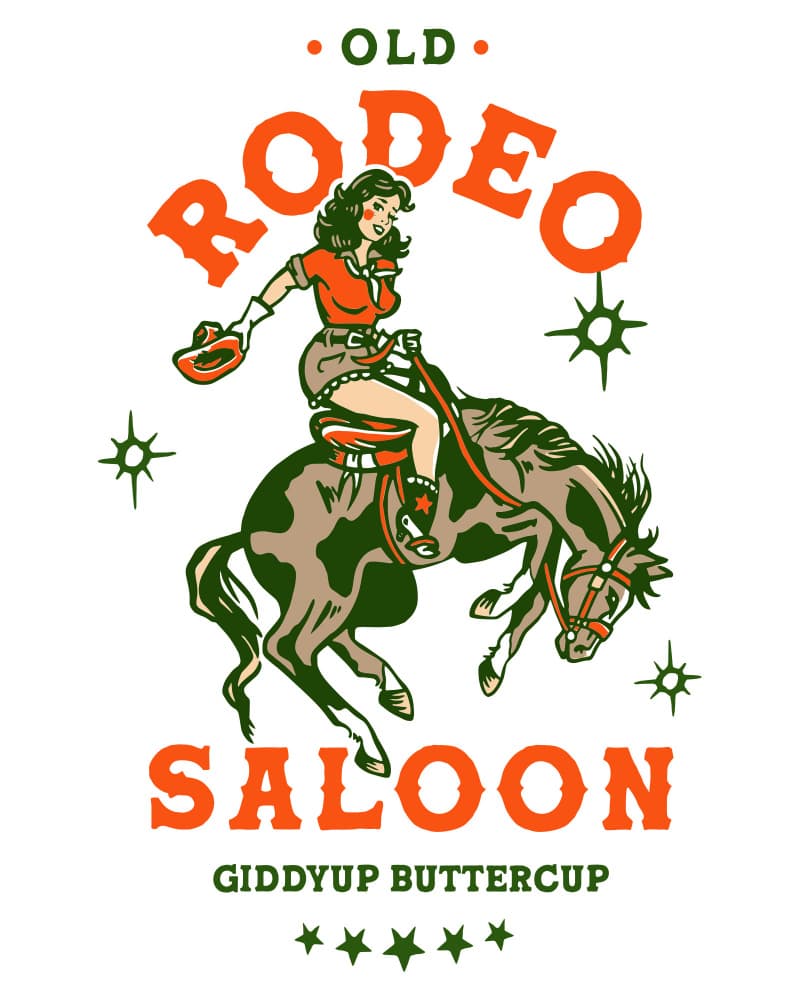 Old Rodeo Saloon Cowgirl: Giddyup Buttercup by The Whiskey Ginger — canvas wall art