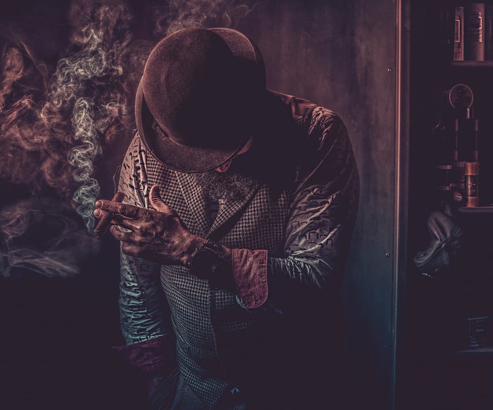 Pensive Cigar Smoker by gNo — canvas wall art