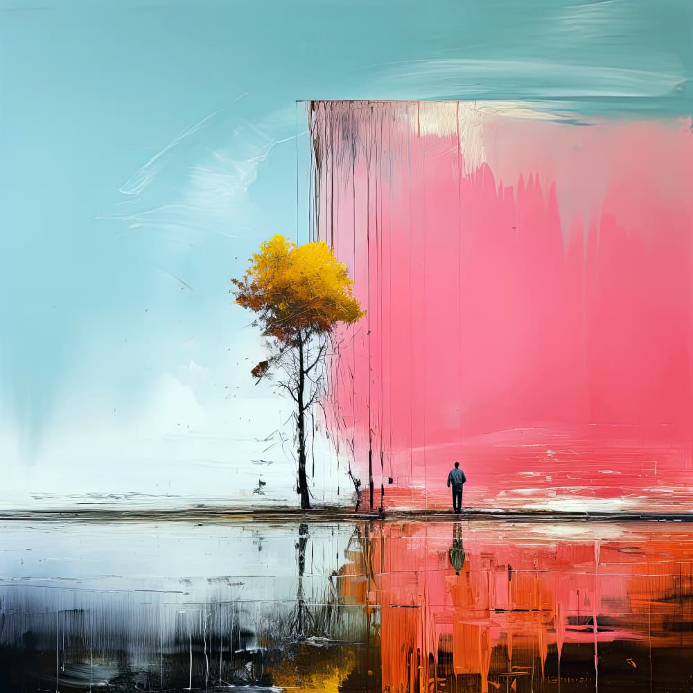 Solitary Tree Pink Wall by Justyna Jaszke — canvas wall art