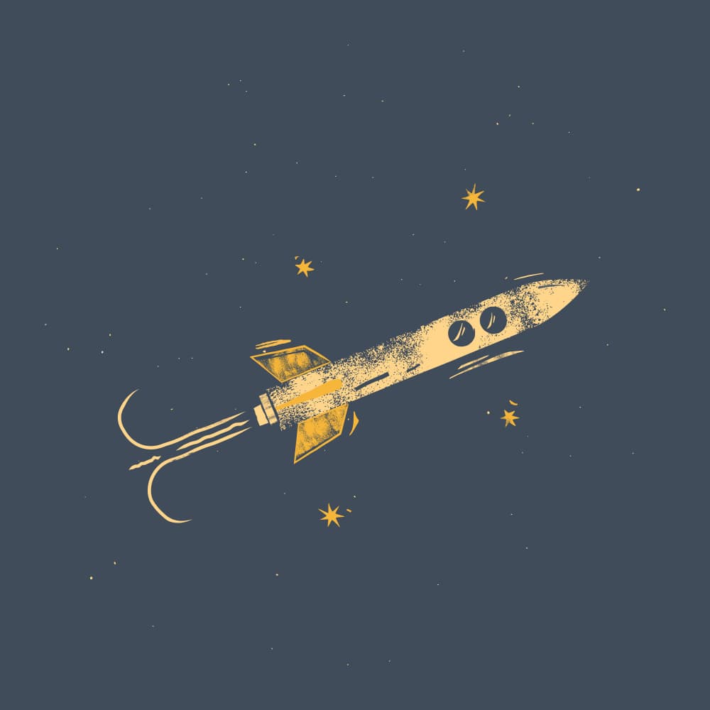 Retro Rocket Flight by The Creating Mind — canvas wall art