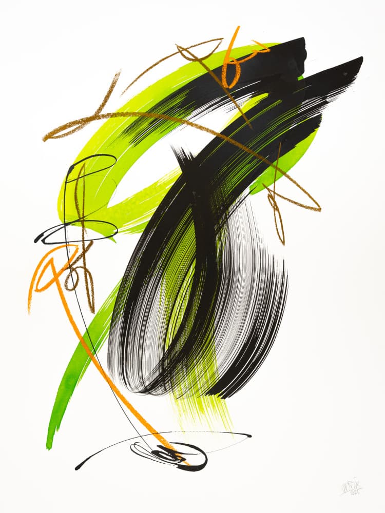 Dynamic Green Black Abstract by Mette Rix — canvas wall art
